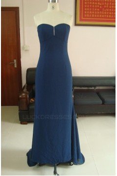 A-Line Removable One-Shoulder Long Blue Chiffon Bridesmaid Dresses/Wedding Party Dresses BD010326