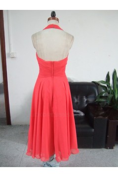A-Line V-Neck Halter Short Chiffon Bridesmaid Dresses/Wedding Party Dresses BD010329