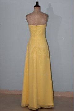Sheath/Column Strapless Long Yellow Beaded Chiffon Bridesmaid Dresses/Wedding Party Dresses BD010336