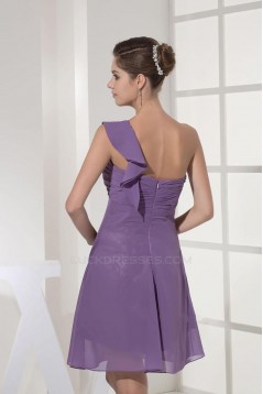 A-Line One-Shoulder Short Chiffon Bridesmaid Dresses/Wedding Party Dresses BD010348