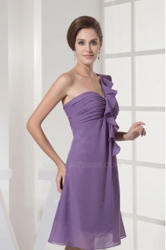 A-Line One-Shoulder Short Chiffon Bridesmaid Dresses/Wedding Party Dresses BD010348