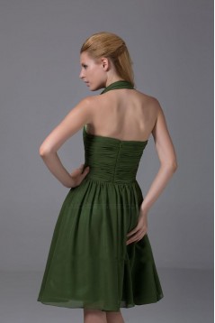 A-Line Halter Short Green Chiffon Bridesmaid Dresses/Wedding Party Dresses BD010356