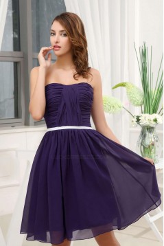 A-Line Strapless Short Purple Chiffon Bridesmaid Dresses/Wedding Party Dresses BD010361