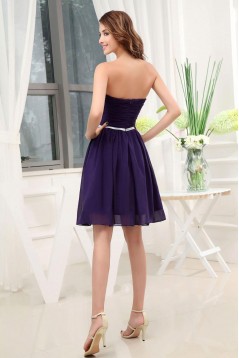 A-Line Strapless Short Purple Chiffon Bridesmaid Dresses/Wedding Party Dresses BD010361