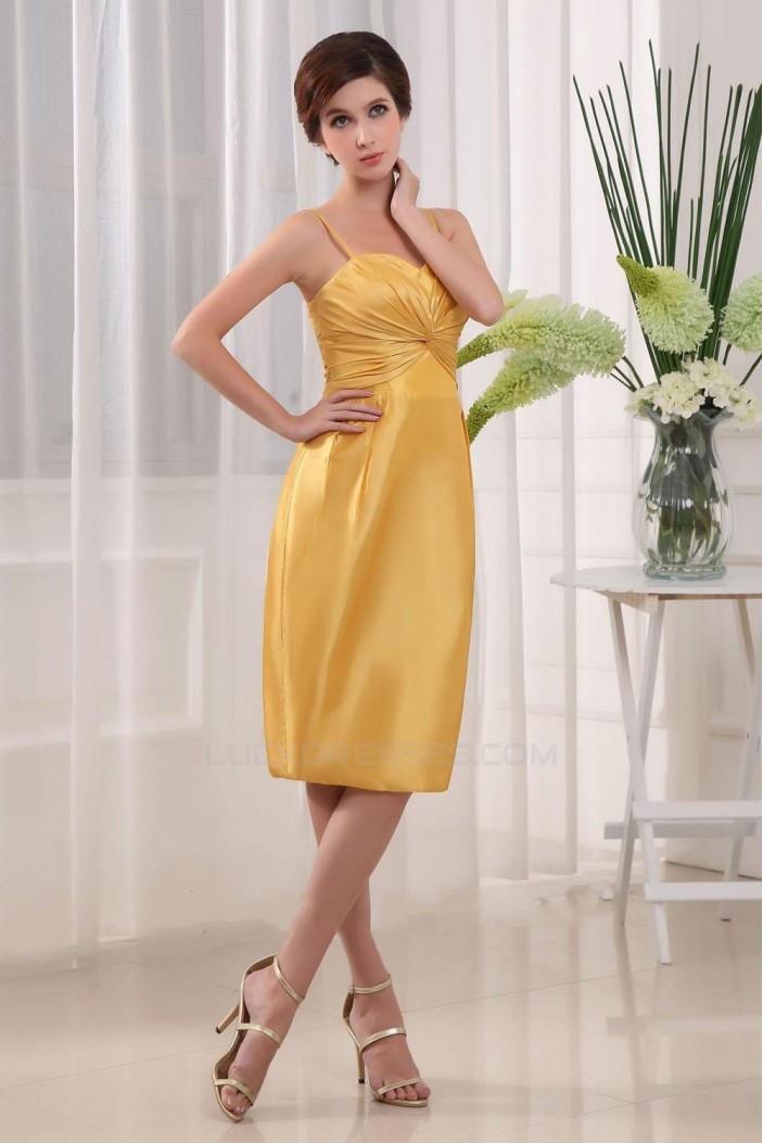 Spaghetti Strap Short Yellow Bridesmaid Dresses/Wedding Party Dresses BD010367