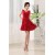 A-Line Short V-Neck Red Chiffon Bridesmaid Dresses/Wedding Party Dresses BD010368