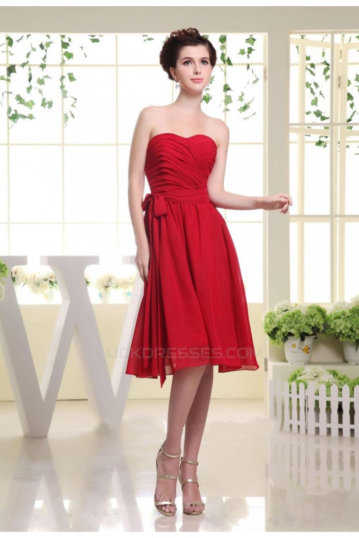 A-Line Sweetheart Short Red Chiffon Bridesmaid Dresses/Wedding Party Dresses BD010385