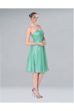 A-Line Halter Short Green Chiffon Bridesmaid Dresses Wedding Party Dresses BD010386