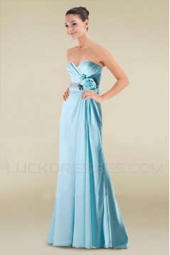 A-Line Sweetheart Long Blue Chiffon Bridesmaid Dresses/Wedding Party Dresses BD010390