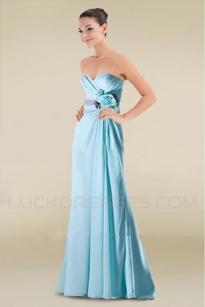 A-Line Sweetheart Long Blue Chiffon Bridesmaid Dresses/Wedding Party Dresses BD010390