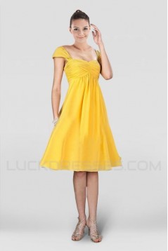 A-Line Short Yellow Chiffon Bridesmaid Dresses/Wedding Party Dresses BD010400