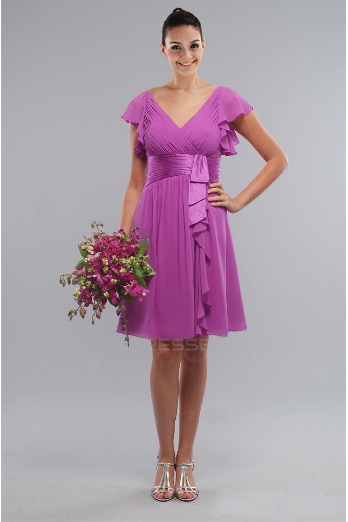 A-Line Short Purple Knee-Length Bridesmaid Dresses/Wedding Party Dresses BD010405