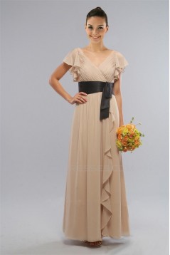Sheath/Column V-Neck Long Chiffon Bridesmaid Dresses/Wedding Party Dresses BD010422