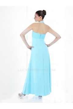 Empire Halter Long Blue Chiffon Bridesmaid Dresses/Wedding Party Dresses BD010423