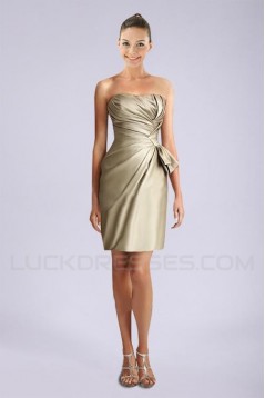 Short/Mini Strapless Satin Bridesmaid Dresses/Wedding Party Dresses BD010434