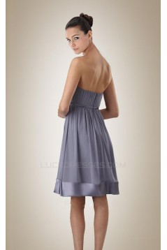 Empire Strapless Grey Short Chiffon Bridesmaid Dresses/Wedding Party Dresses/Maternity Dresses BD010454