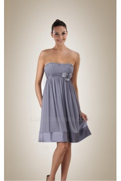 Empire Strapless Grey Short Chiffon Bridesmaid Dresses/Wedding Party Dresses/Maternity Dresses BD010454