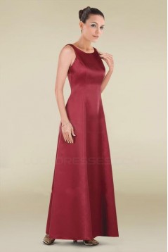 A-Line Long Red Satin Bridesmaid Dresses/Wedding Party Dresses BD010477