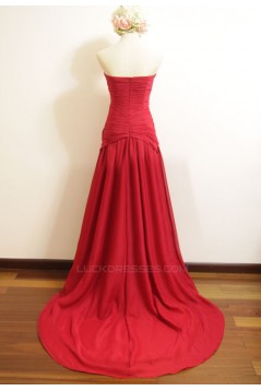 A-Line Sweetheart Long Red Chiffon Bridesmaid Dresses/Wedding Party Dresses BD010489