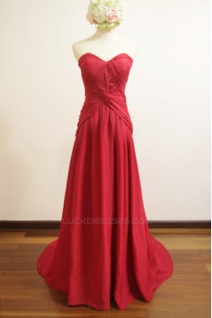 A-Line Sweetheart Long Red Chiffon Bridesmaid Dresses/Wedding Party Dresses BD010489