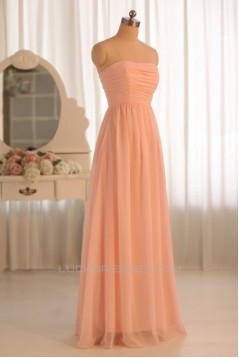A-Line Strapless Floor-Length Chiffon Bridesmaid Dresses/Wedding Party Dresses BD010495