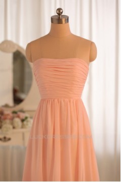 A-Line Strapless Floor-Length Chiffon Bridesmaid Dresses/Wedding Party Dresses BD010495