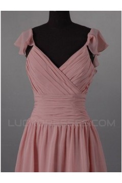 A-Line Short Pink Chiffon Bridesmaid Dresses/Evening Dresses BD010508