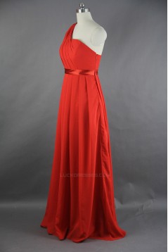 A-Line One-Shoulder Long Chiffon Bridesmaid Dresses/Evening Dresses BD010533