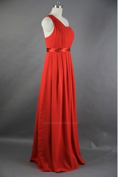 A-Line One-Shoulder Long Chiffon Bridesmaid Dresses/Evening Dresses BD010533