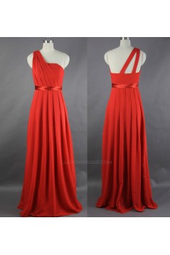 A-Line One-Shoulder Long Chiffon Bridesmaid Dresses/Evening Dresses BD010533