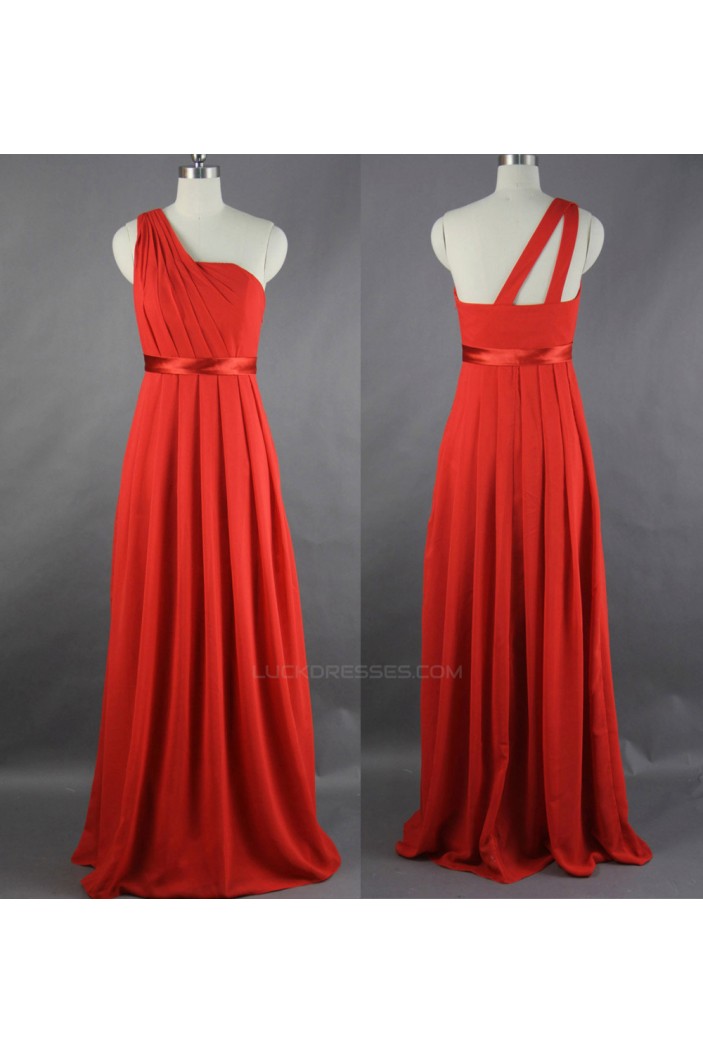 A-Line One-Shoulder Long Chiffon Bridesmaid Dresses/Evening Dresses BD010533