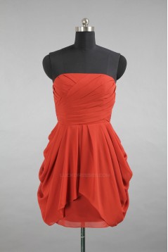 A-Line Strapless Short Chiffon Bridesmaid Dresses/Evening Dresses BD010539