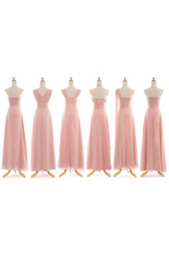 A-Line Long Pink Chiffon Bridesmaid Dresses/Evening Dresses BD010542
