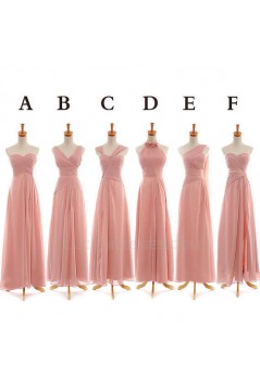 A-Line Long Pink Chiffon Bridesmaid Dresses/Evening Dresses BD010542