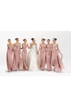 A-Line Long Pink Chiffon Bridesmaid Dresses/Evening Dresses BD010542