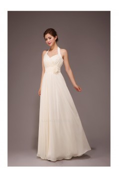 A-Line Halter Long Chiffon Bridesmaid Dresses/Evening Dresses BD010559