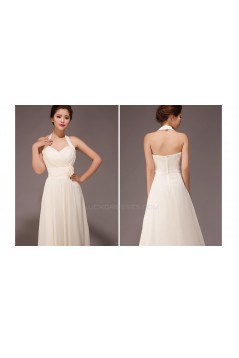 A-Line Halter Long Chiffon Bridesmaid Dresses/Evening Dresses BD010559