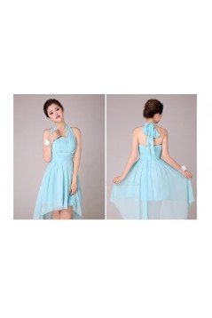 High Low Halter Short Blue Chiffon Bridesmaid Dresses/Evening Dresses BD010569