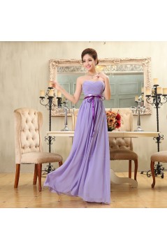 A-Line Strapless Long Purple Chiffon Bridesmaid Dresses/Evening Dresses BD010571