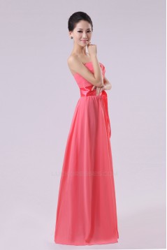 A-Line Strapless Long Chiffon Bridesmaid Dresses/Evening Dresses BD010573