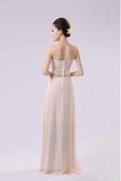 A-Line Strapless Long Chiffon Bridesmaid Dresses/Evening Dresses BD010574
