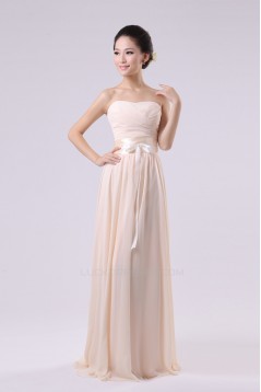 A-Line Strapless Long Chiffon Bridesmaid Dresses/Evening Dresses BD010574
