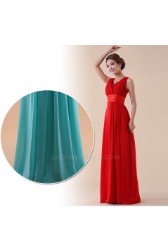 A-Line V-Neck Long Red Chiffon Bridesmaid Dresses/Evening Dresses BD010588