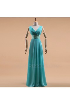 A-Line V-Neck Long Red Chiffon Bridesmaid Dresses/Evening Dresses BD010588