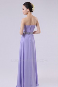 A-Line Strapless Long Purple Chiffon Bridesmaid Dresses/Evening Dresses BD010602