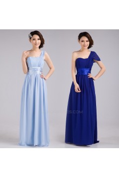 A-Line One-Shoulder Long Chiffon Bridesmaid Dresses/Evening Dresses BD010607