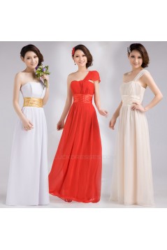 A-Line One-Shoulder Long Chiffon Bridesmaid Dresses/Evening Dresses BD010607