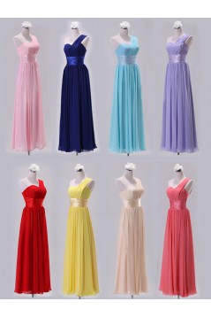 A-Line One-Shoulder Long Chiffon Bridesmaid Dresses/Evening Dresses BD010607