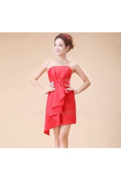 A-Line Strapless Short Beaded Bridesmaid Dresses/Evening Dresses BD010610