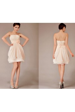 A-Line Strapless Short Chiffon Bridesmaid Dresses/Evening Dresses BD010629